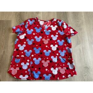 Mickey Mouse Red white & blue scrub top 2X has no tag